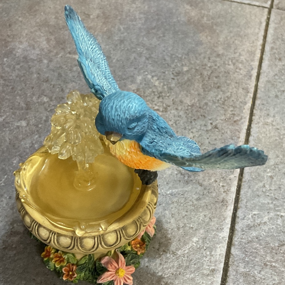 Blue and Orange Decorative Bird Perch Fountain - Unbranded
